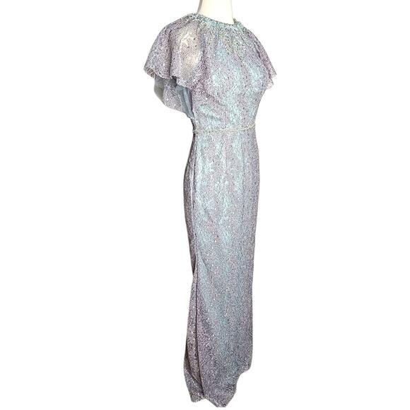 Mac Duggal Embellished Lace High Neck Formal Dress In Sage & Silver Size 2 NWT - Picture 13 of 14